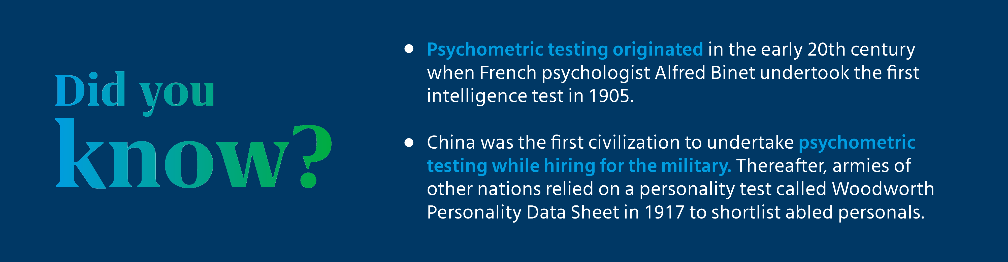 History of psychometric tests