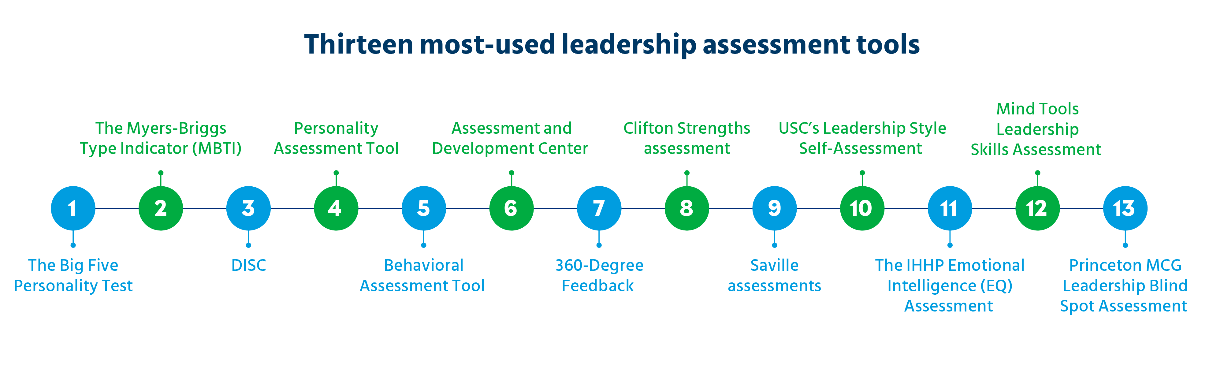 Thirteen most-used leadership assessment tools