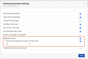 Configure Plagiarism Threshold